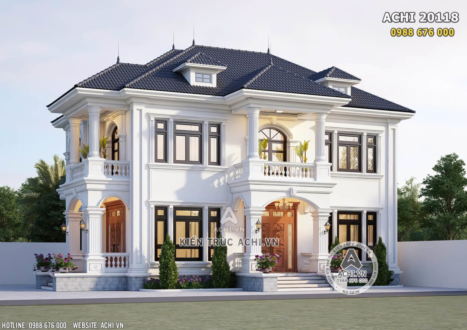 Vẻ đẹp ngoại thất biệt thự 2 tầng tân cổ điển