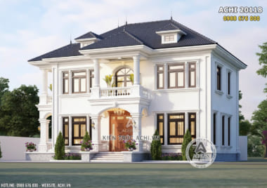 Phối cảnh 3D mẫu thiết kế nhà mái nhật 2 tầng đẹp