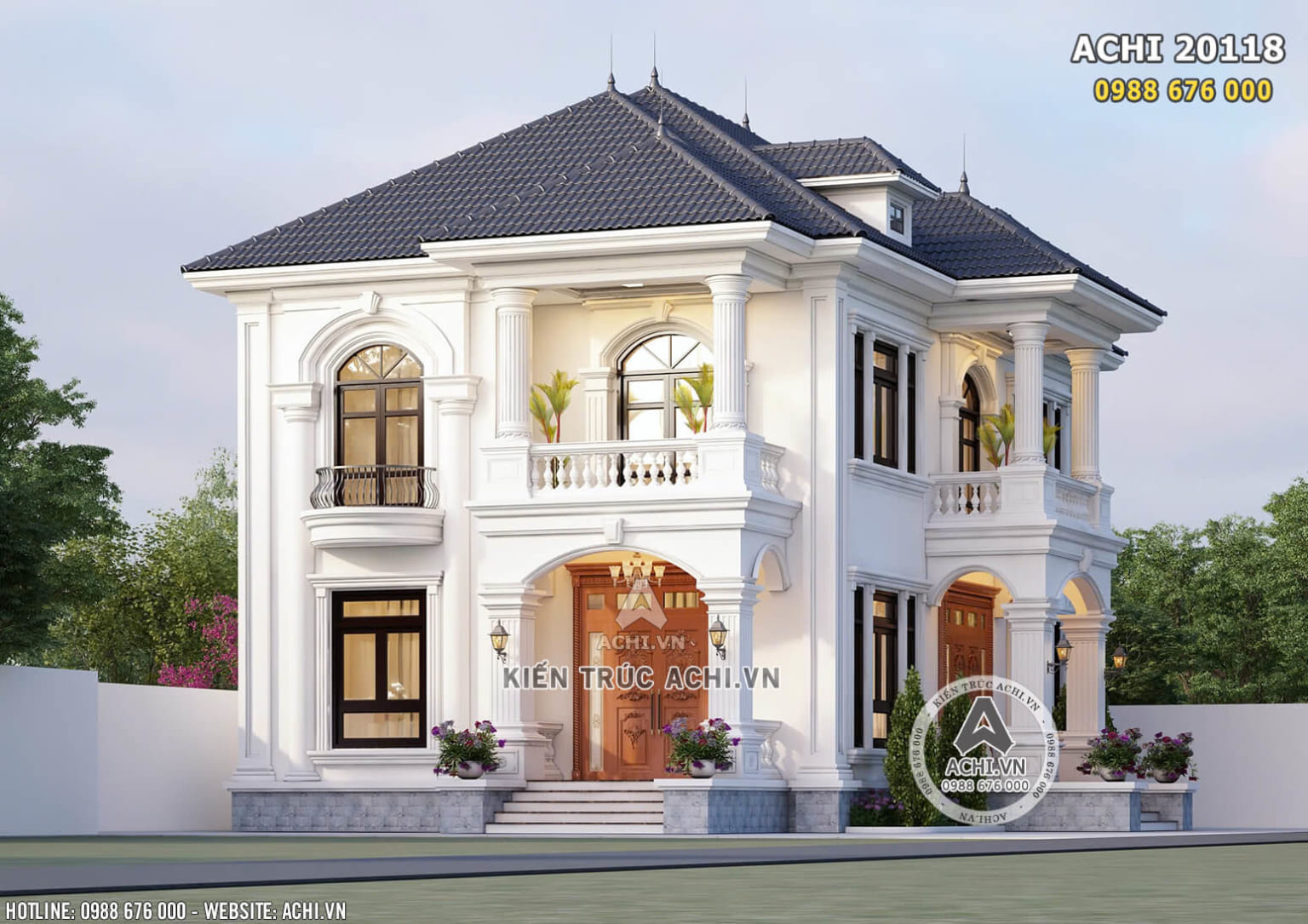 Thiết kế mẫu nhà 2 tầng mái nhật tân cổ điển đẹp – BT 20118