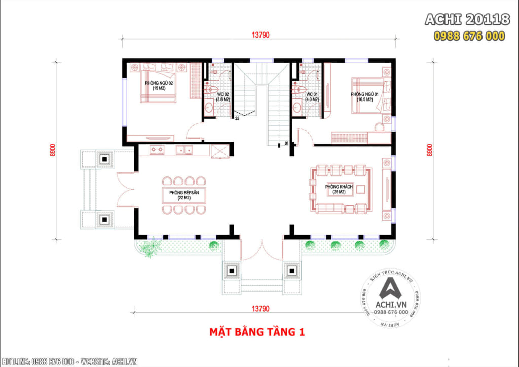 Mặt bằng công năng tầng 1