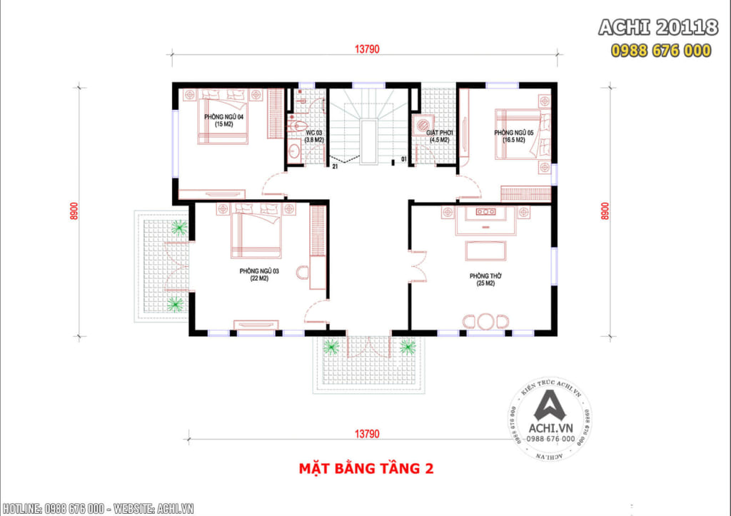 Mặt bằng công năng tầng 2